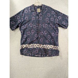 Steve & Barrys Classic Hawaiian Shirt XXL 100% Cotton Blue & Purple Floral Desig